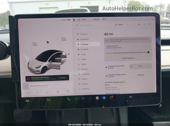 5YJ3E1EA0NF112697 2022 TESLA MODEL 3 White 