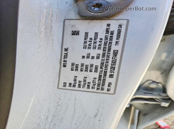 5YJ3E1EA2LF744923 2020 TESLA MODEL Белый Вид подкапотного пространства