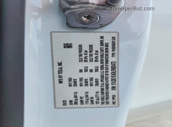 5YJ3E1EA3LF802473 2020 TESLA MODEL White 