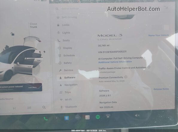 5YJ3E1EA6SF005231 2025 TESLA MODEL 3 White 