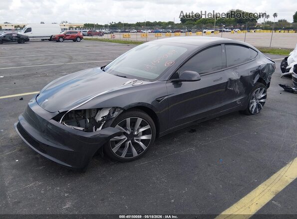 5YJ3E1EA6SF040383 2025 TESLA MODEL 3 Gray Առջևի ձախ երեք քառորդ տեսարան