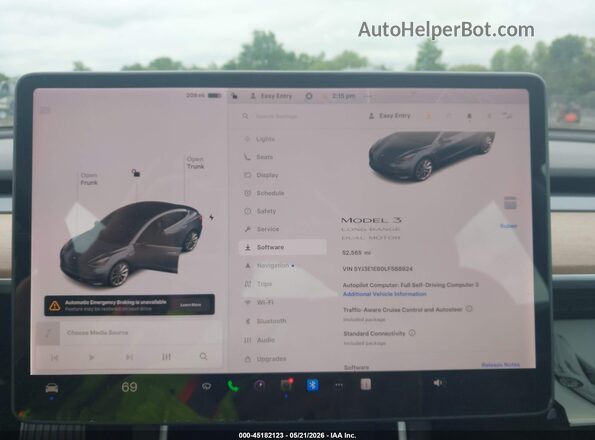 5YJ3E1EB0LF588924 2020 TESLA MODEL 3 Серый Вид задних сидений