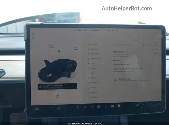 5YJ3E1EB0NF245517 2022 TESLA MODEL 3 White უკანა სავარძლების ხედი