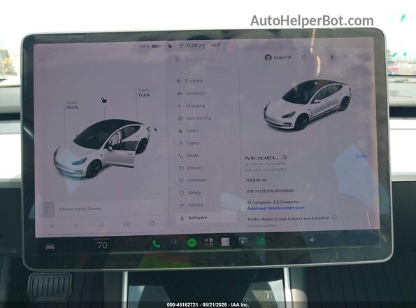 5YJ3E1EB1JF096965 2018 TESLA MODEL 3 White Vista de los asientos traseros