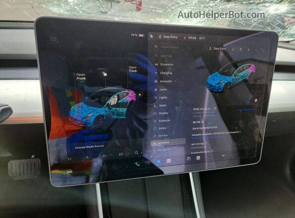 5YJ3E1EB1KF437119 2019 TESLA MODEL Blue Սարքավորումների վահանակի տեսք