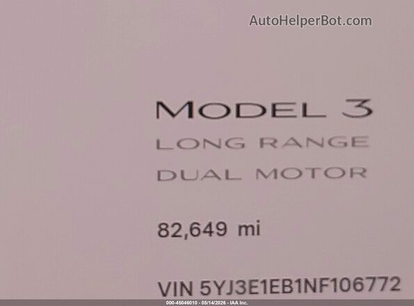 5YJ3E1EB1NF106772 2022 TESLA MODEL 3 Синий 