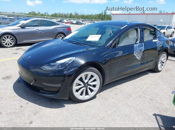 5YJ3E1EB1NF154188 2022 TESLA MODEL 3 Black Передня ліва чверть