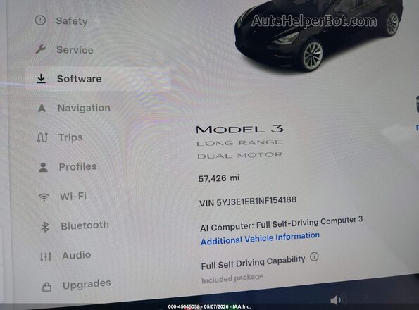 5YJ3E1EB1NF154188 2022 TESLA MODEL 3 Black Вид задніх сидінь