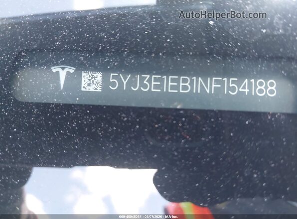 5YJ3E1EB1NF154188 2022 TESLA MODEL 3 Black Вид підкапотного простору