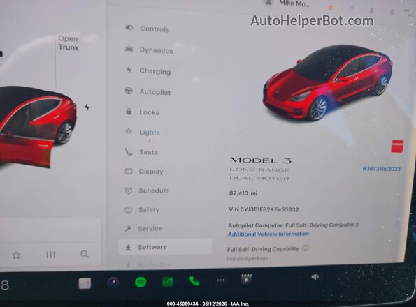 5YJ3E1EB2KF453832 2019 TESLA MODEL 3 Red Vista de los asientos traseros