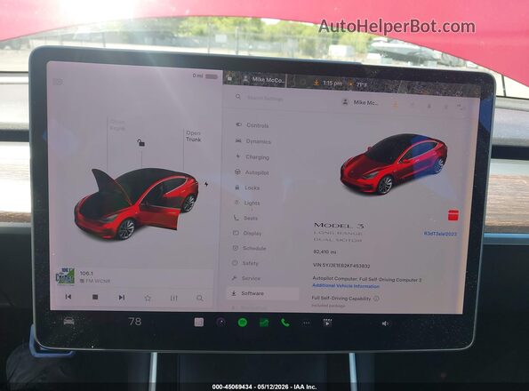 5YJ3E1EB2KF453832 2019 TESLA MODEL 3 Red 