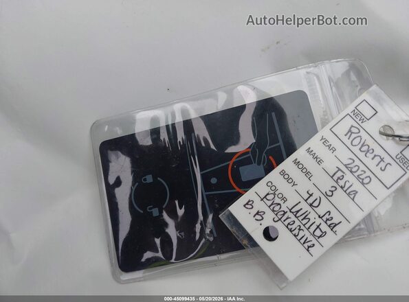 5YJ3E1EB2LF618876 2020 TESLA MODEL 3 White წინა პანელის ხედი