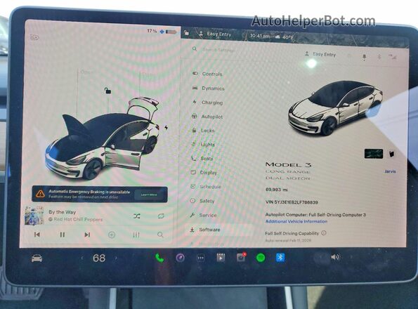 5YJ3E1EB2LF786839 2020 TESLA MODEL Black Vista del cuadro de instrumentos