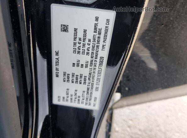 5YJ3E1EB2LF786839 2020 TESLA MODEL Black Vista del compartimento del motor