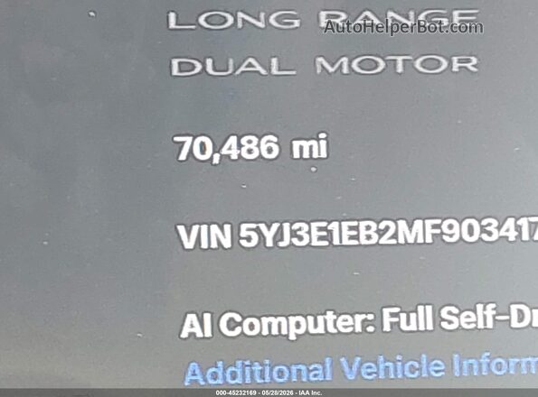 5YJ3E1EB2MF903417 2021 TESLA MODEL 3 White სალონის 360-გრადუსიანი ხედი