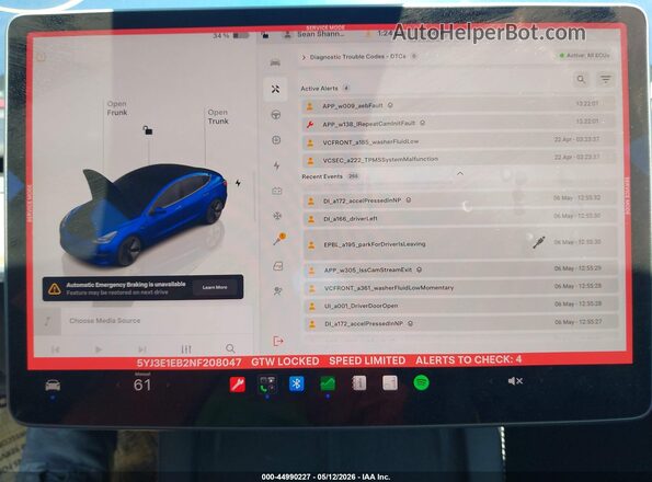 5YJ3E1EB2NF208047 2022 TESLA MODEL 3 Blue 