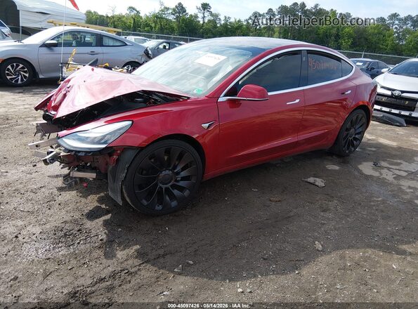 5YJ3E1EB3JF135216 2018 TESLA MODEL 3 Red Передня ліва чверть