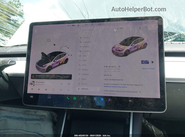 5YJ3E1EB3KF494714 2019 TESLA MODEL 3 White Հետևի նստատեղերի տեսք