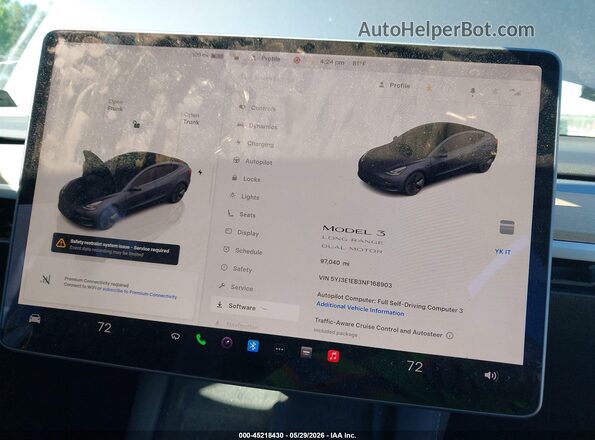 5YJ3E1EB3NF168903 2022 TESLA MODEL 3 Gray Вид задніх сидінь