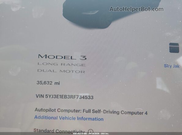 5YJ3E1EB3RF734533 2024 TESLA MODEL 3 Черный 