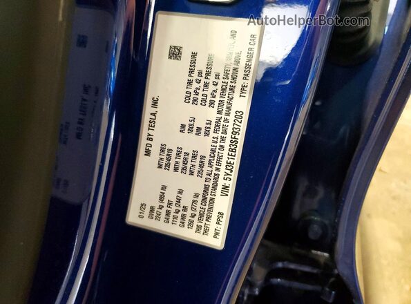 5YJ3E1EB3SF937203 2025 TESLA MODEL Blue 