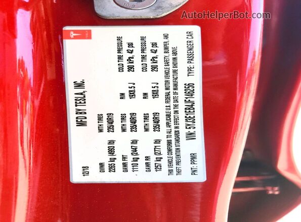 5YJ3E1EB4JF146256 2018 TESLA MODEL Red 