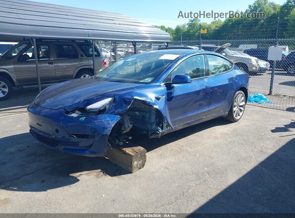 5YJ3E1EB4MF087794 2021 TESLA MODEL 3 Синий Передняя левая четверть