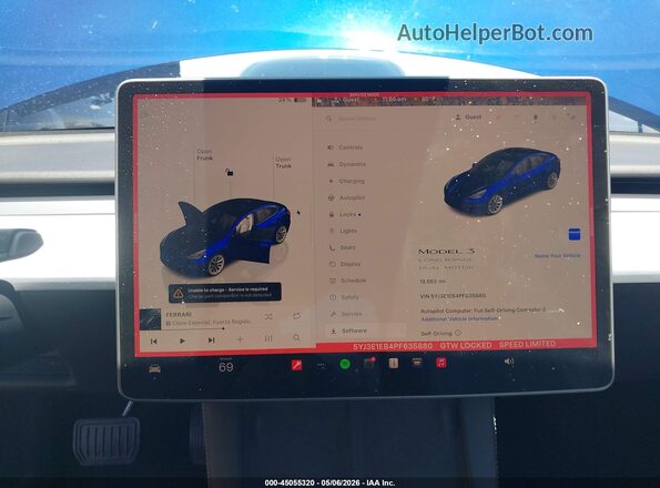 5YJ3E1EB4PF635880 2023 TESLA MODEL 3 Blue 