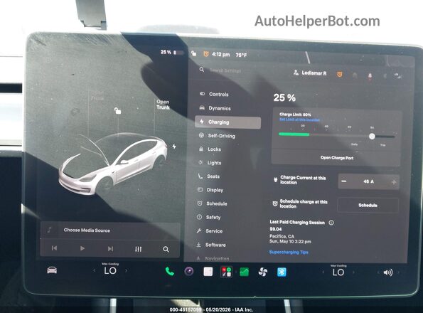 5YJ3E1EB5LF619620 2020 TESLA MODEL 3 White 