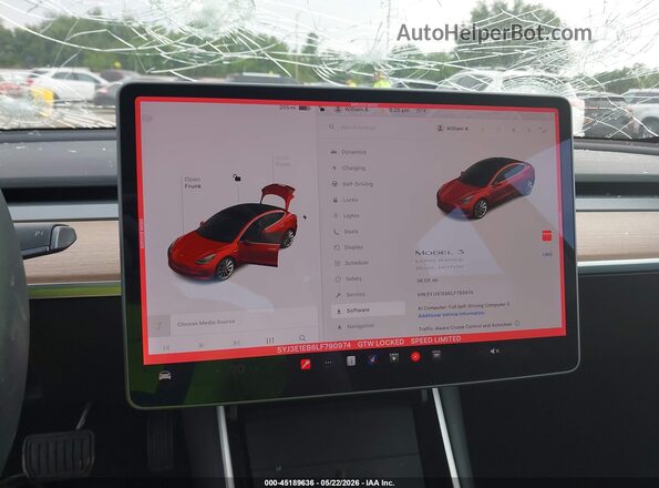 5YJ3E1EB6LF790974 2020 TESLA MODEL 3 Red უკანა სავარძლების ხედი