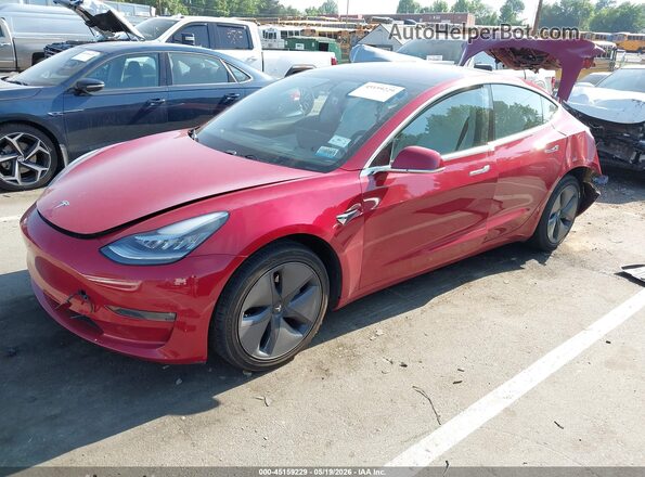 5YJ3E1EB7JF096291 2018 TESLA MODEL 3 Red Առջևի ձախ երեք քառորդ տեսարան