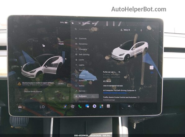 5YJ3E1EB7KF451350 2019 TESLA MODEL 3 White 