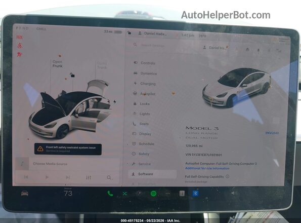 5YJ3E1EB7LF651601 2020 TESLA MODEL 3 White 