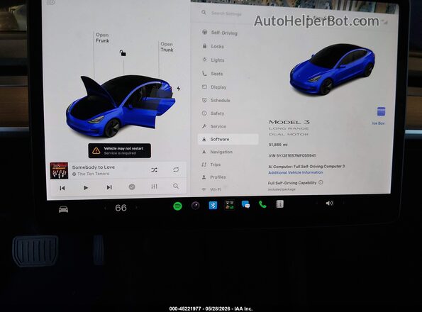 5YJ3E1EB7MF055941 2021 TESLA MODEL 3 Blue 360 interior view
