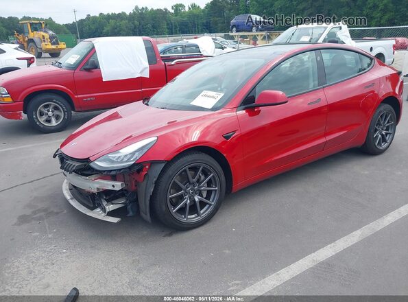5YJ3E1EB7MF862802 2021 TESLA MODEL 3 Red Առջևի ձախ երեք քառորդ տեսարան