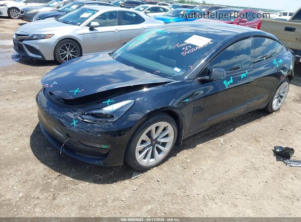 5YJ3E1EB7NF248771 2022 TESLA MODEL 3 Black წინა მარცხენა ხედი სამი მეოთხედიდან