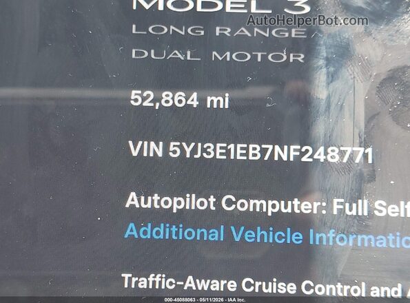 5YJ3E1EB7NF248771 2022 TESLA MODEL 3 Black 