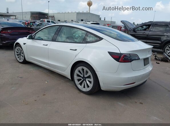 5YJ3E1EB7NF339345 2022 TESLA MODEL 3 White Trasero izquierdo