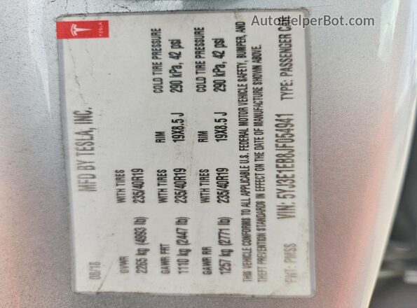 5YJ3E1EB8JF054941 2018 TESLA MODEL Silver 