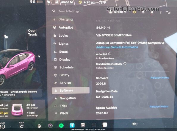5YJ3E1EB8MF001144 2021 TESLA MODEL 3 Белый 