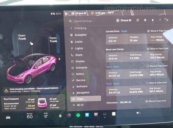 5YJ3E1EB8MF001144 2021 TESLA MODEL 3 Белый Вид задних сидений