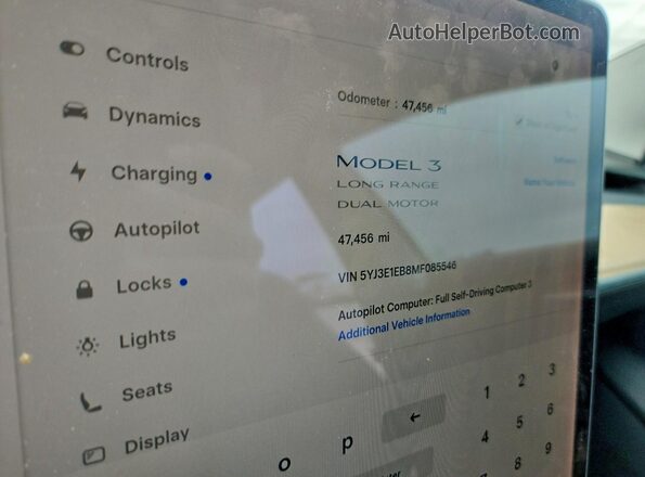 5YJ3E1EB8MF085546 2021 TESLA MODEL White 