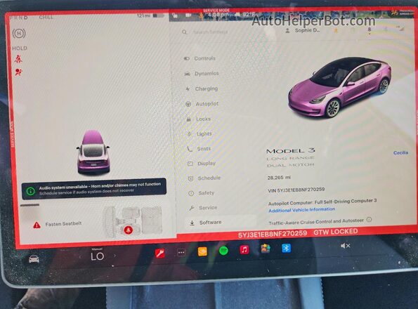 5YJ3E1EB8NF270259 2022 TESLA MODEL White ხელსაწყოთა პანელის ხედი