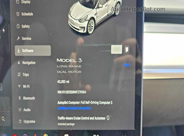 5YJ3E1EB8NF276384 2022 TESLA MODEL 3 White Вид щитка приладів