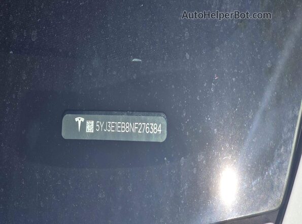 5YJ3E1EB8NF276384 2022 TESLA MODEL 3 White Вид задньої частини салону