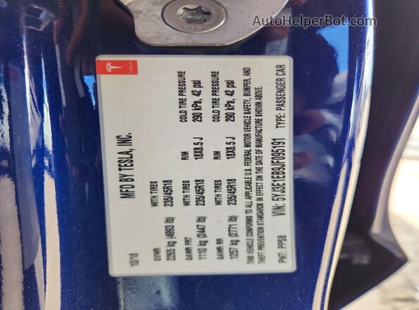 5YJ3E1EB9JF095191 2018 TESLA MODEL Blue 