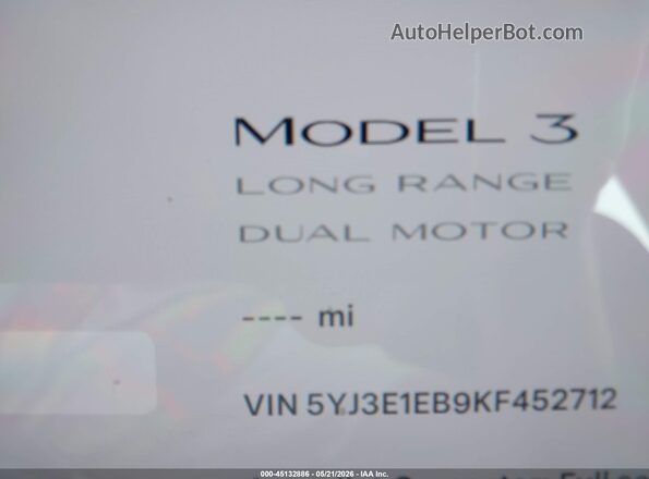 5YJ3E1EB9KF452712 2019 TESLA MODEL 3 Blue Rear seats view