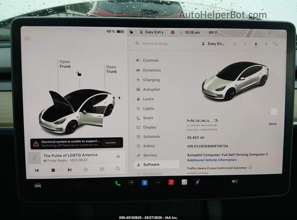 5YJ3E1EB9NF118734 2022 TESLA MODEL 3 White უკანა სავარძლების ხედი