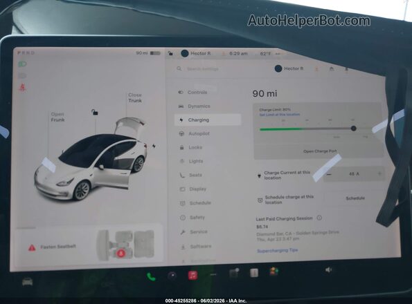 5YJ3E1EBXNF145361 2022 TESLA MODEL 3 Белый 