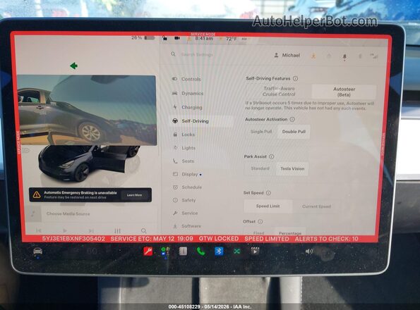5YJ3E1EBXNF305402 2022 TESLA MODEL 3 Gray 